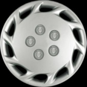 Wheel Cover - 14 in. Diameter, Silver, Plastic, Hole/slot, Direct fit